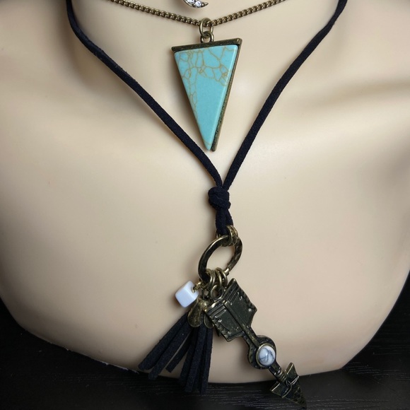Arrow Blue Turquoise Stone Choker Necklace - Picture 2 of 2